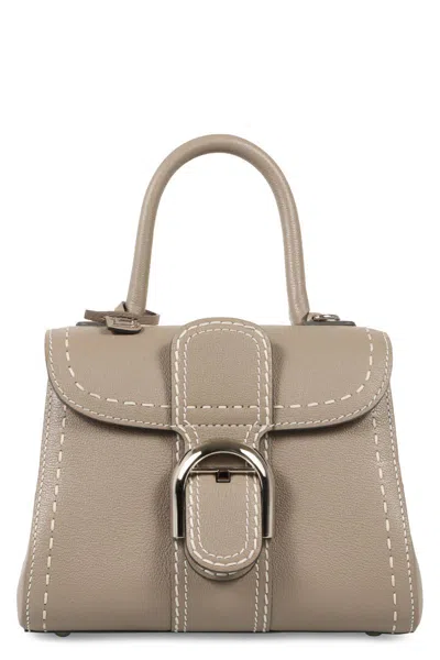 Delvaux Brillant Mini Surpiqué Leather Handbag In Grey