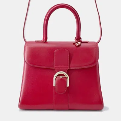 Pre-owned Delvaux Brillon Lipstick Box Calf Leatherleather Size Mm In Red