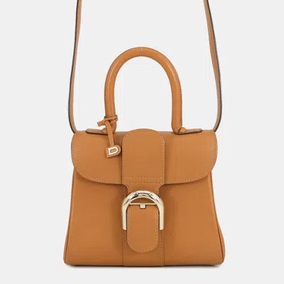 Pre-owned Delvaux Brillon Vegeta Calf Leather Size Mini In Brown