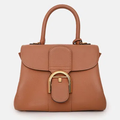 Pre-owned Delvaux Brown Calf Leather Brillant Mini Bag Ghw With Strap