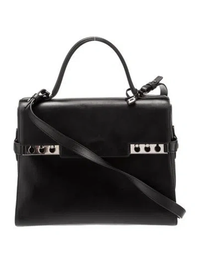 Pre-owned Delvaux Calf Leather Tempête Mm In Black