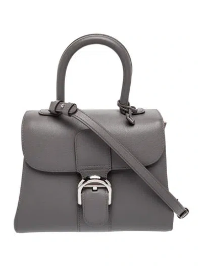 Pre-owned Delvaux Calfskin Brillant Pm In Gray