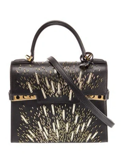 Pre-owned Delvaux Calfskin Fireworks Tempete Pm 2023 In Black