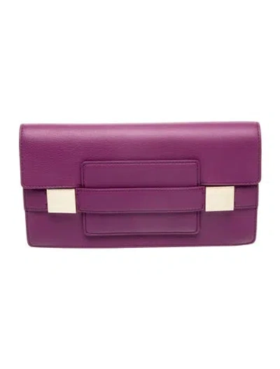 Pre-owned Delvaux Calfskin Madame Pochette In Purple