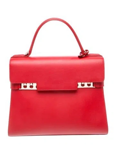 Pre-owned Delvaux Calfskin Tempête Mm In Burgundy