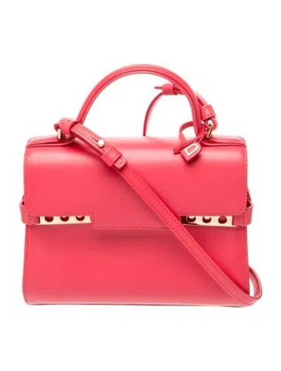 Pre-owned Delvaux Calfskin Tempête Mm In Pink