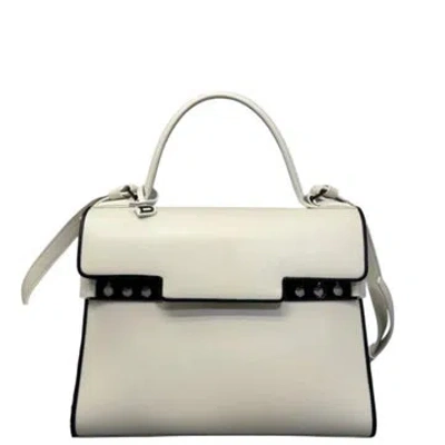 Pre-owned Delvaux Calfskin Tempete Mm In White