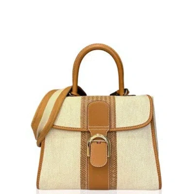 Pre-owned Delvaux Canvas Brillant Mm In Neutrals