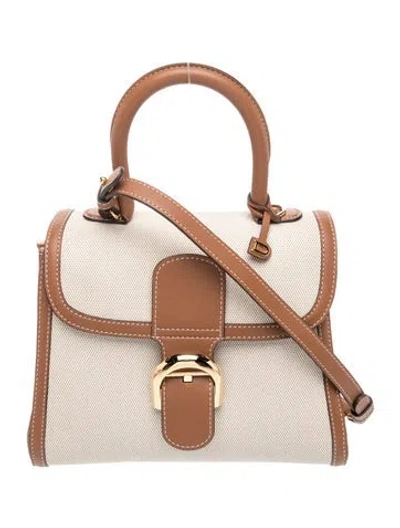 Pre-owned Delvaux Canvas Top Handle Bag In Neutrals