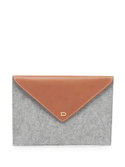 Pre-owned Delvaux Envelope Flap Clutch Bag In Gray