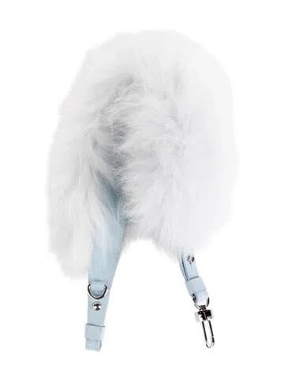 Pre-owned Delvaux Faux Fur Trim Bag Strap In Blue