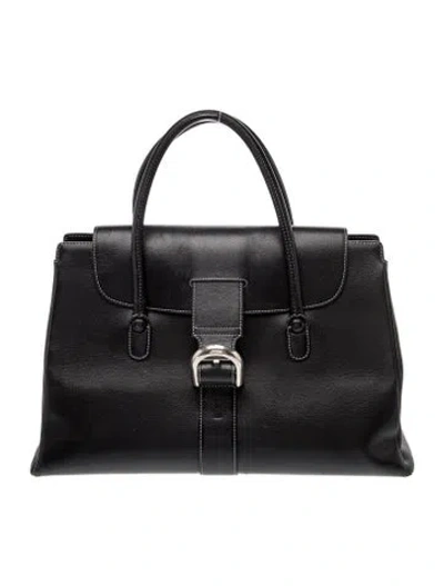 Pre-owned Delvaux Leather Brillant Mm In Black