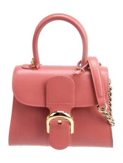 Pre-owned Delvaux Leather Brillant Rodeo W/ Chain Mini In Pink