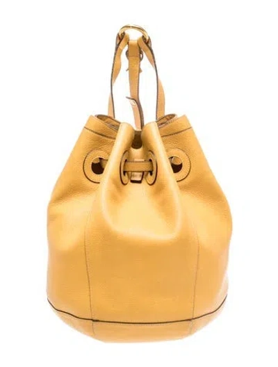 Pre-owned Delvaux Leather Bucket Bag In White