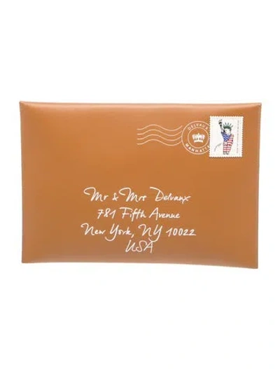 Pre-owned Delvaux Leather Clutch In Brown