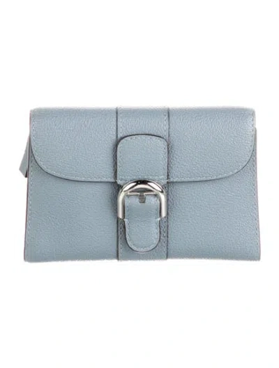 Pre-owned Delvaux Leather Compact Wallet In Blue