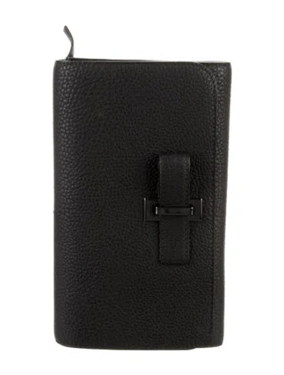 Pre-owned Delvaux Leather Continental Wallet In Black