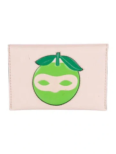 Pre-owned Delvaux Leather Graphic Print Card Holder In Pink