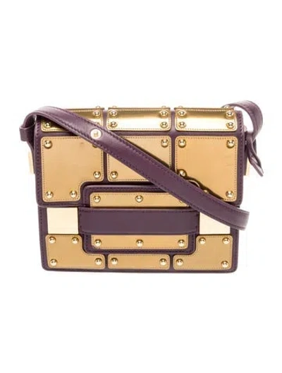 Pre-owned Delvaux Leather Iron Shield Madame In Gold/purple