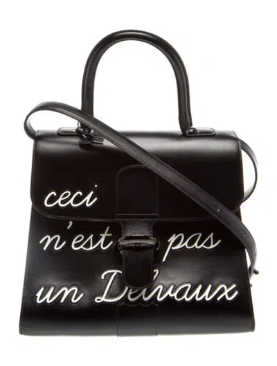 Pre-owned Delvaux Leather L'humour Brillant Mm In Black