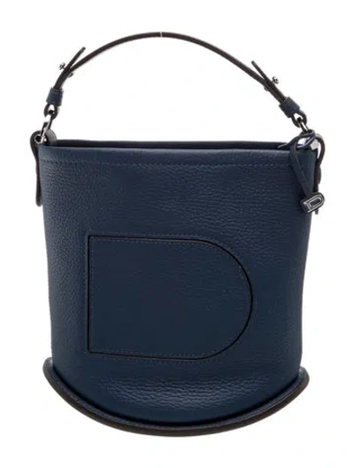Pre-owned Delvaux Leather Pin Twist Small In Blue