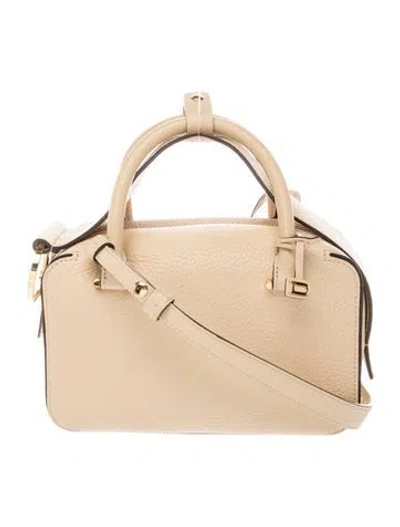 Pre-owned Delvaux Leather Taurillon Soft Cool Box Satchel Nano In Neutral