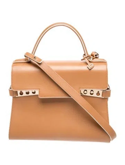 Pre-owned Delvaux Leather Tempête Gm In Neutrals