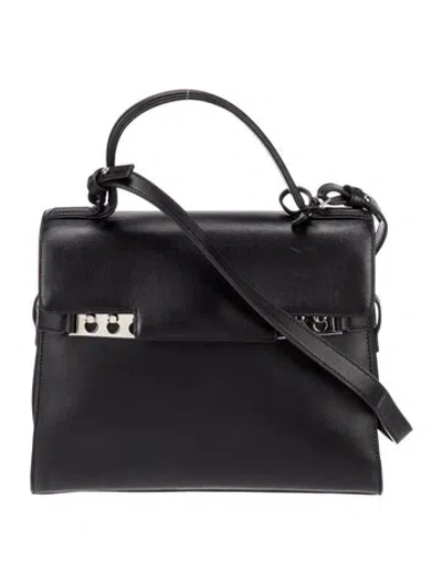 Pre-owned Delvaux Leather Tempête Mm In Black