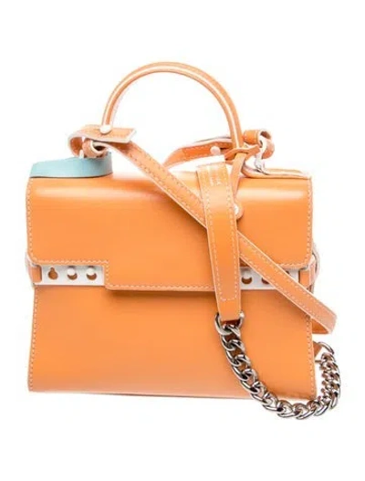 Pre-owned Delvaux Leather Tempête Pm In Orange