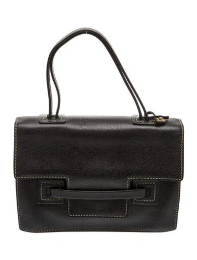 Pre-owned Delvaux Leather Top Handle Bag In Black