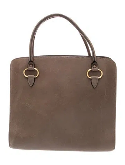 Pre-owned Delvaux Leather Top Handle Bag In Brown