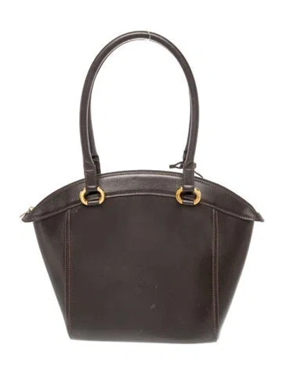 Pre-owned Delvaux Leather Top Handle Bag In Brown