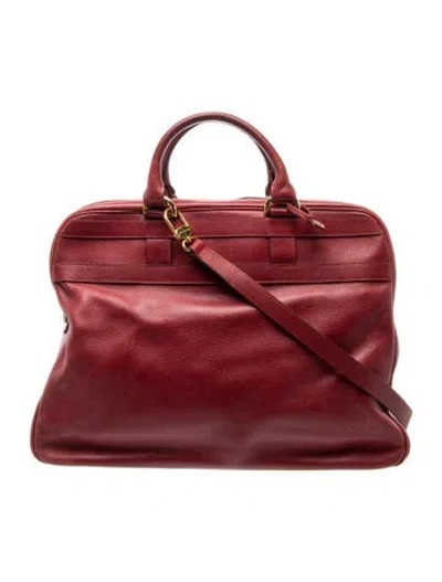 Pre-owned Delvaux Leather Top Handle Bag In Burgundy
