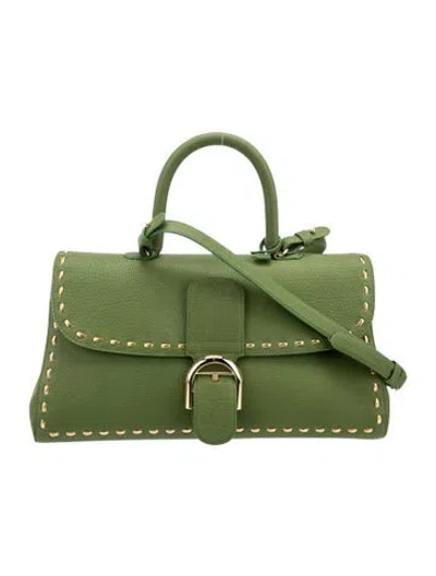 Pre-owned Delvaux Leather Top Handle Bag In Green