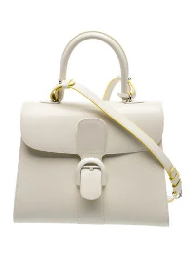 Pre-owned Delvaux Leather Top Handle Bag Mm In Neutral