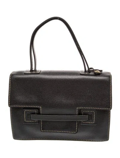 Pre-owned Delvaux Leather Top Handle Bag Vintage In Black