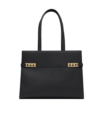 Delvaux Logo Shoulder Bag In Black