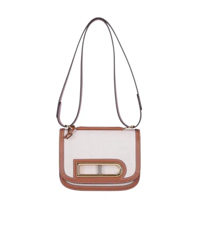 Delvaux Logo Shoulder Bag In Beige