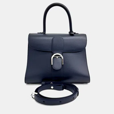 Pre-owned Delvaux Navy Blue Leather Briand Mm Bag