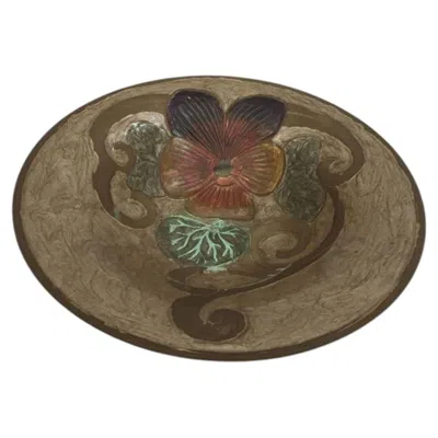 Pre-owned Delvaux Paris Art Nouveau A. Delbaux Brass Enameled Bowl, Made In France In Brown