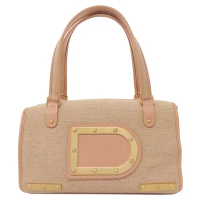 Pre-owned Delvaux Pink Canvas Leather Handbag () In Multi