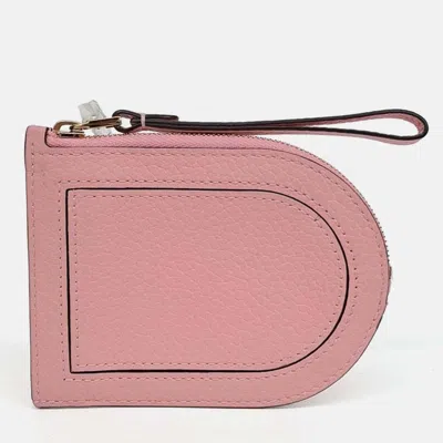 Pre-owned Delvaux Pink Leather Pin Coin And Card Wallet