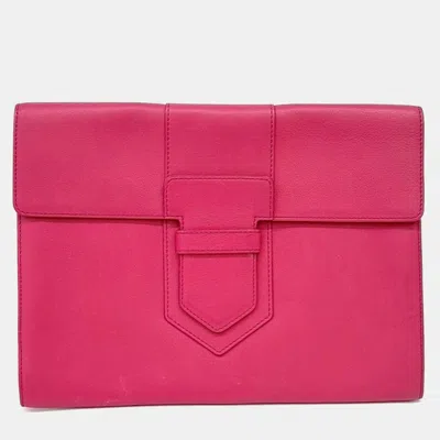 Pre-owned Delvaux Press A5 Pink Leather Clutch