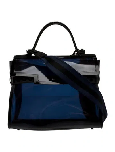 Pre-owned Delvaux Pvc 'dark Night' Tempête W/ Strap Gm In Blue