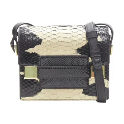 Pre-owned Delvaux Rare  Le Madame Black Gold Spray Painted Scaled Leather Crossbody Box Bag
