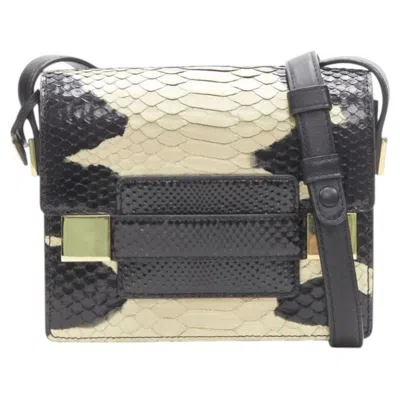 Pre-owned Delvaux Rare  Le Madame Black Gold Spray Painted Scaled Leather Crossbody Box Bag