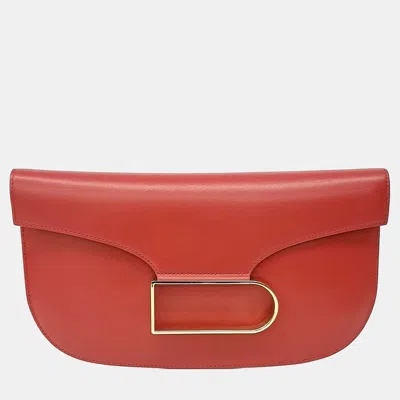 Pre-owned Delvaux Red Leather Clutch