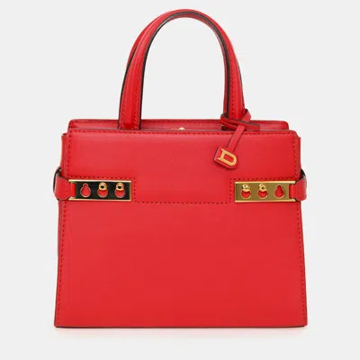 Pre-owned Delvaux Red Leather Tempete Crush Pm Top Handle
