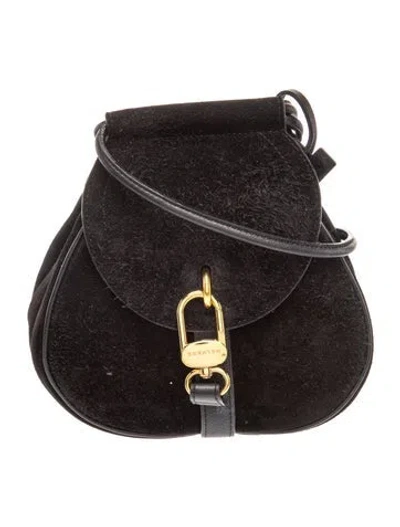 Pre-owned Delvaux Suede Shoulder Bag In Black