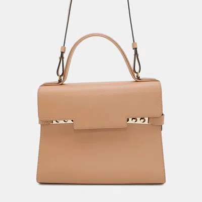 Pre-owned Delvaux Tempe Beige Leather Mm Handbag In Sand
